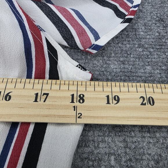 Express Romper Women Large White Stripe Off Shoulder Ruffle Belted Casual Jumper - Picture 10 of 16